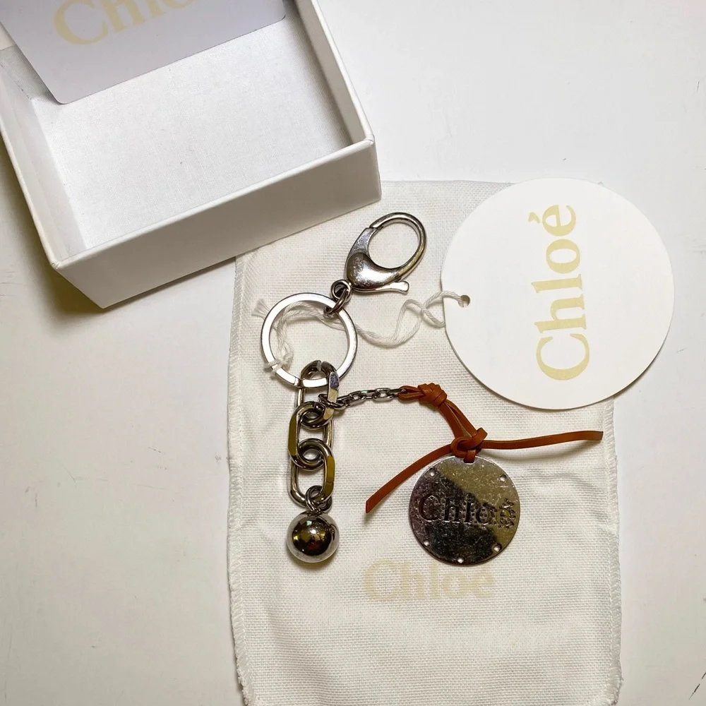 Chloe Metal w/ Leather Strap Keyring/Bag Charm Key Chain